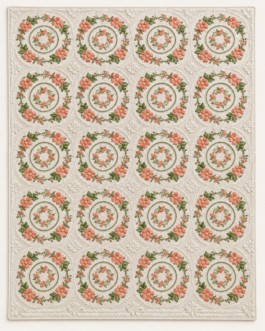 Peach Floral Wreaths TD101026379 Quilt Blanket