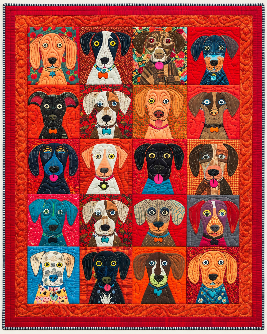Playful Dog Portrait TD101026385 Quilt Blanket