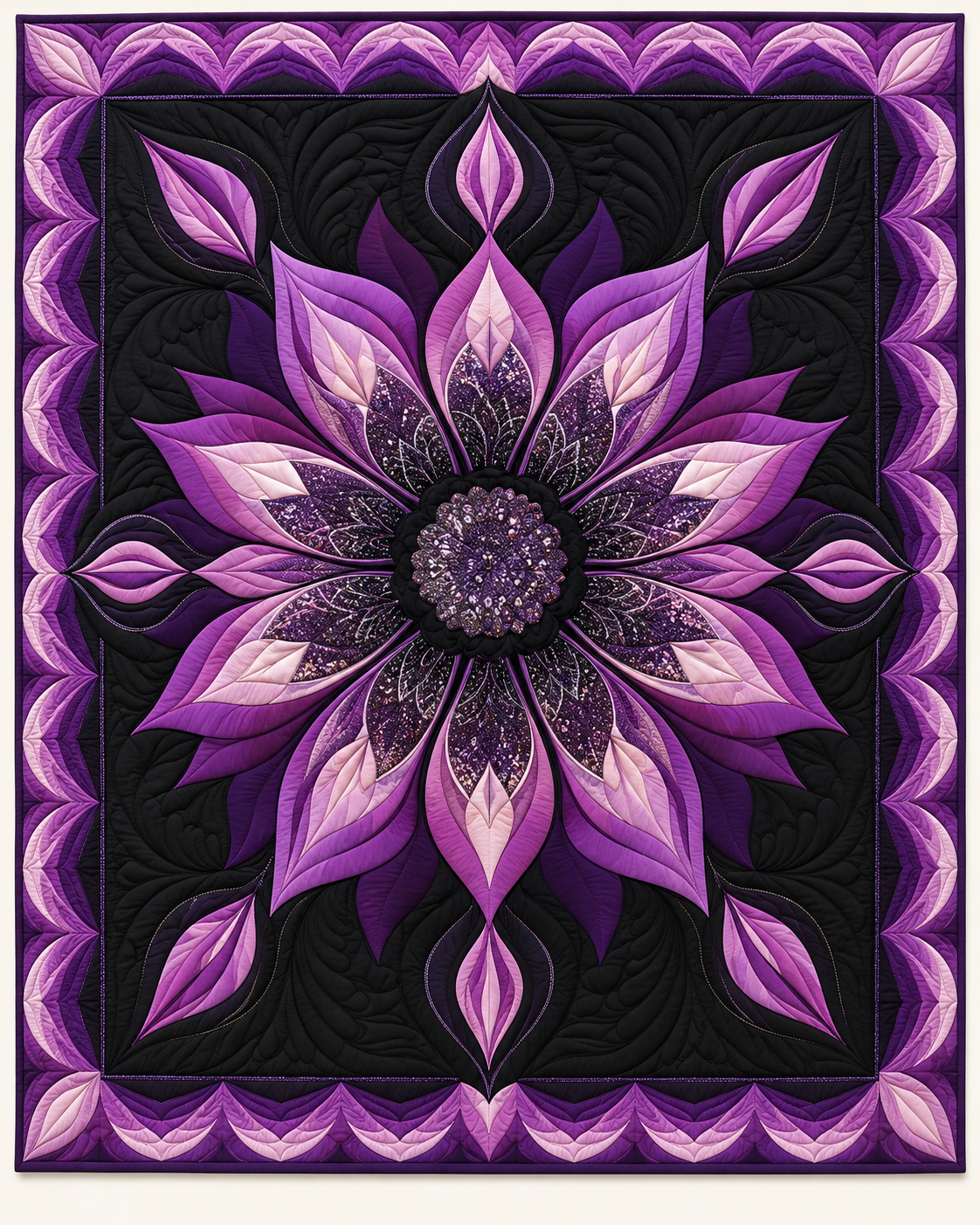 Purple Petal Medallion TD101026396 Quilt Blanket