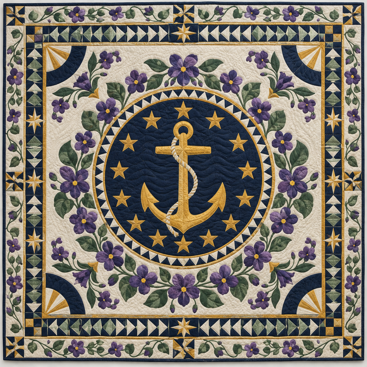 Rhode Island Anchor Of Violets TD1410261116 Quilt Blanket