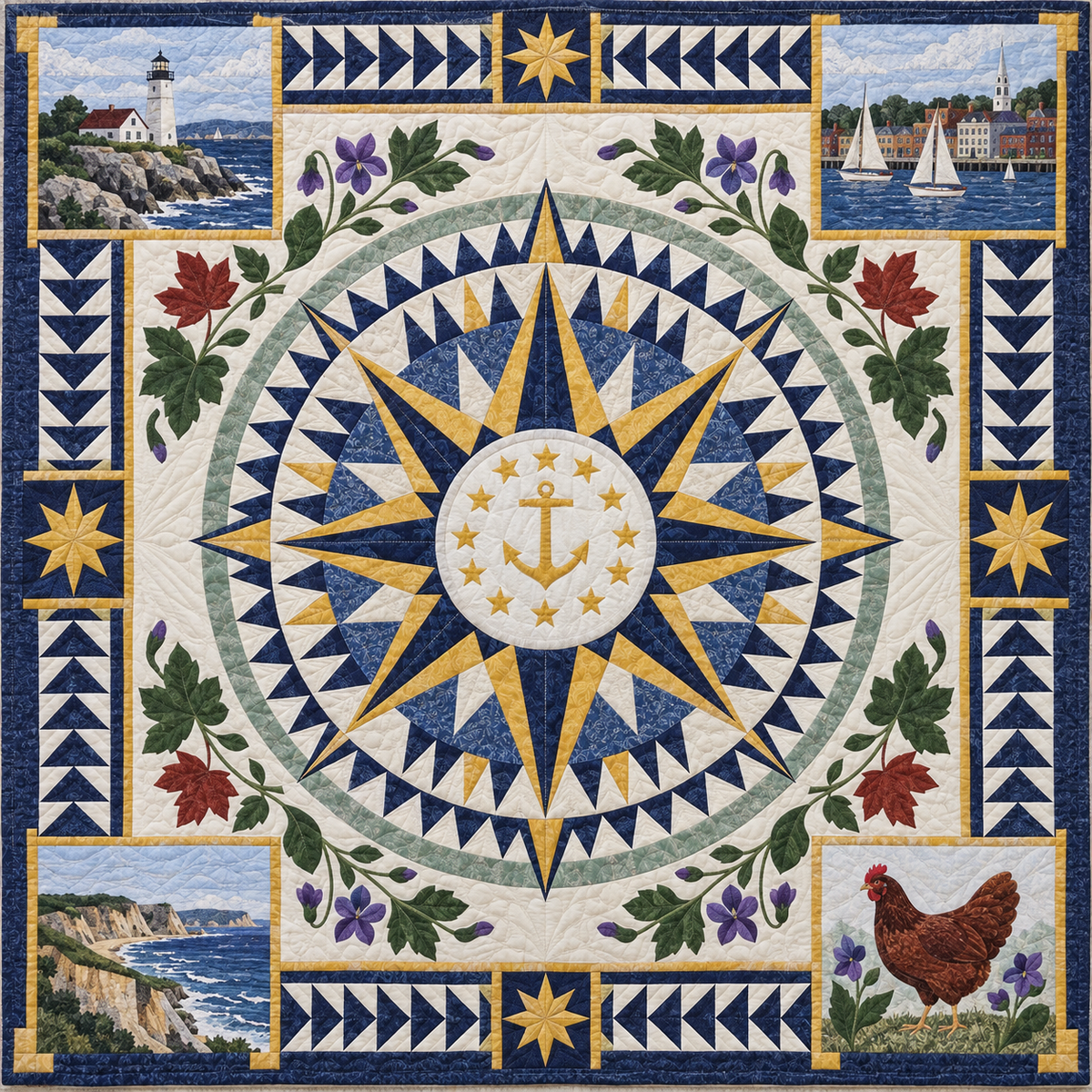 Rhode Island Radiant Compass TD181026787 Quilt Blanket