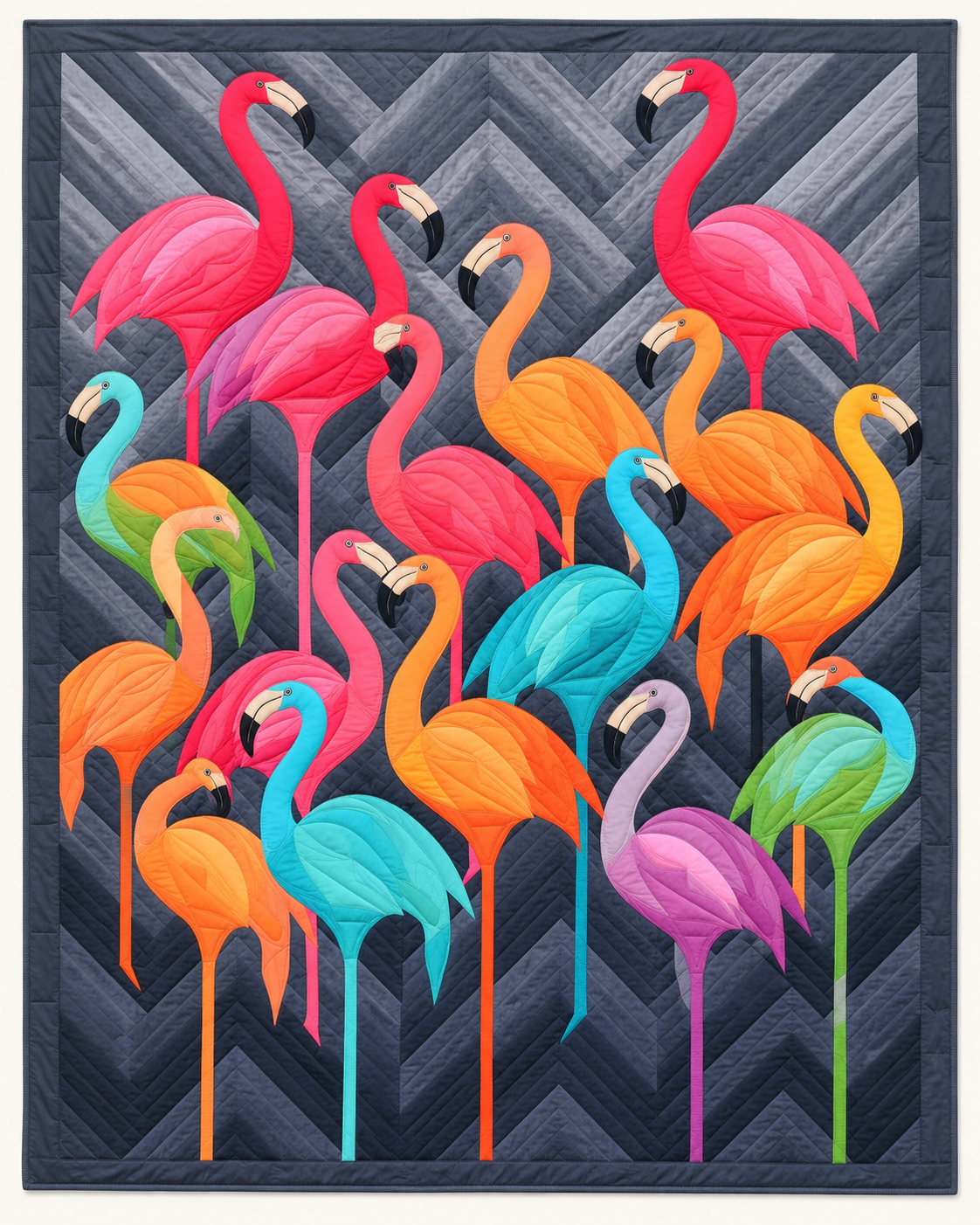 Rainbow Flamingo Flock TD101026404 Quilt Blanket