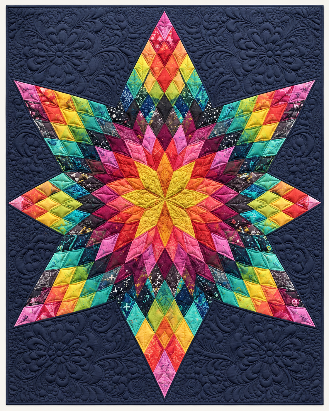 Rainbow Star On Navy TD101026410 Quilt Blanket