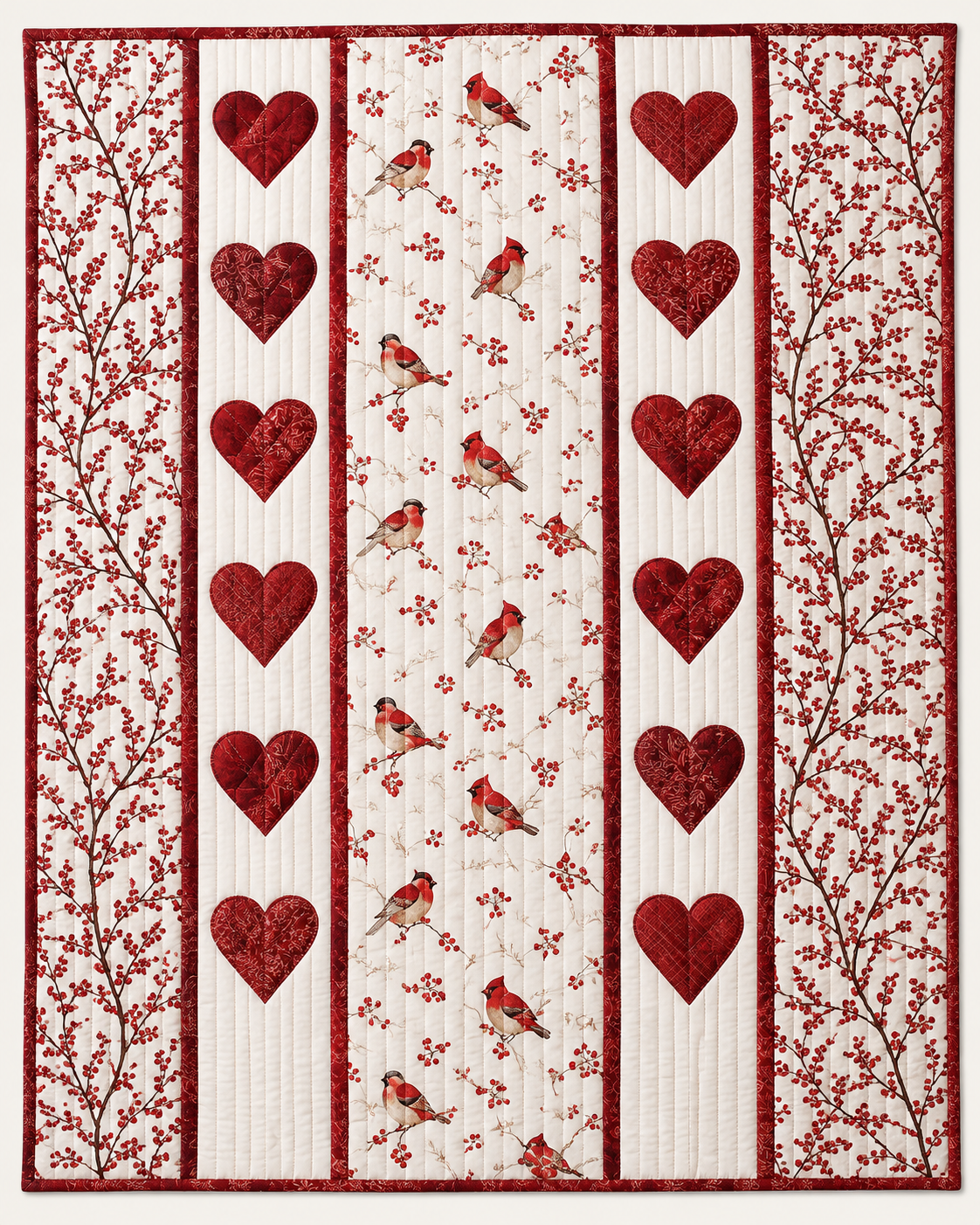 Red Hearts And Winter Branches TD101026418 Quilt Blanket