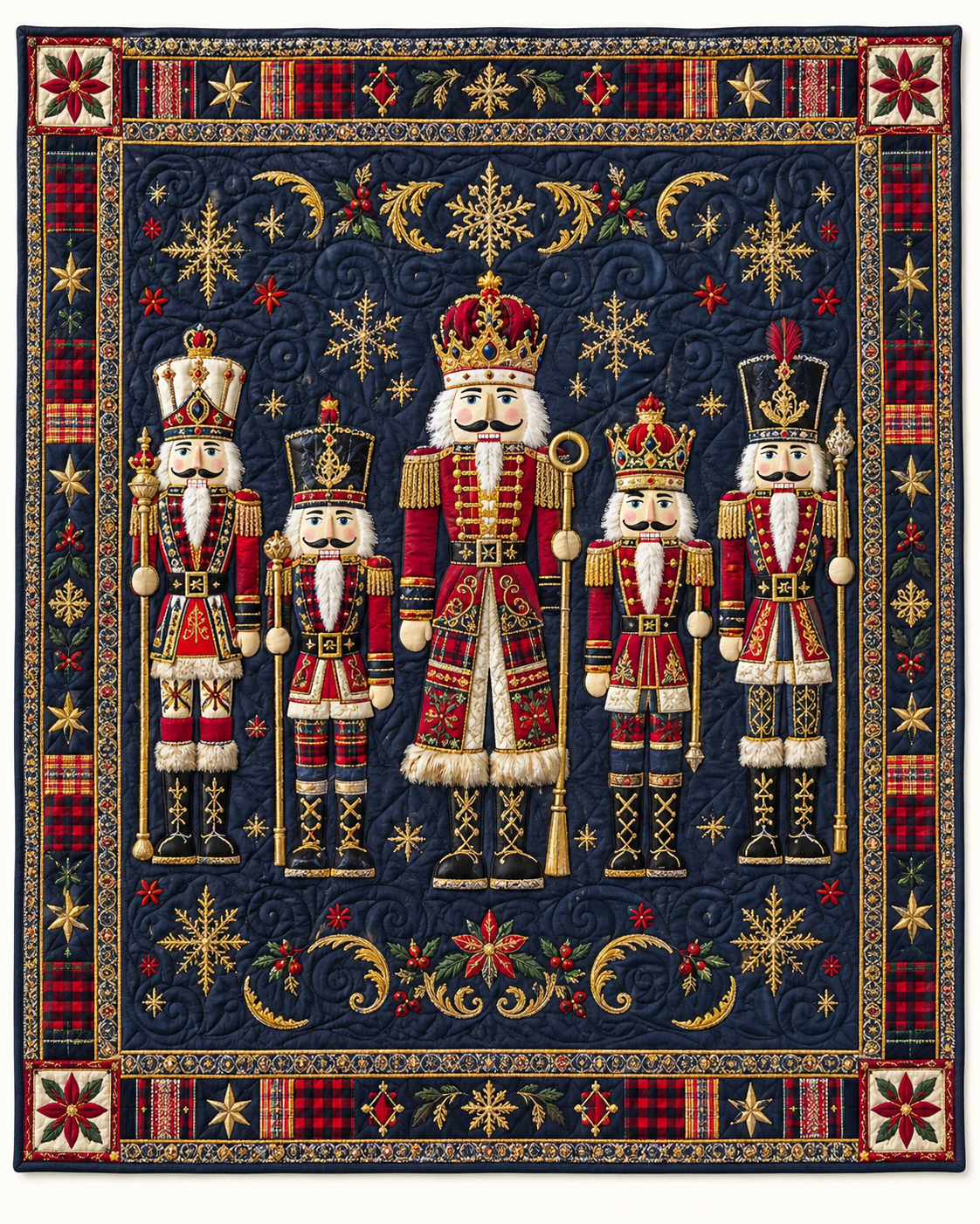 Regal Nutcrackers On Navy TD101026424 Quilt Blanket