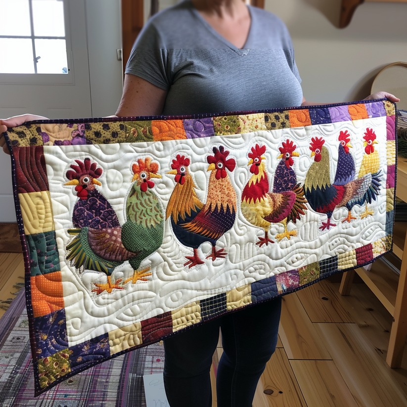 Roosters NTA281024387 Quilted Table Runner