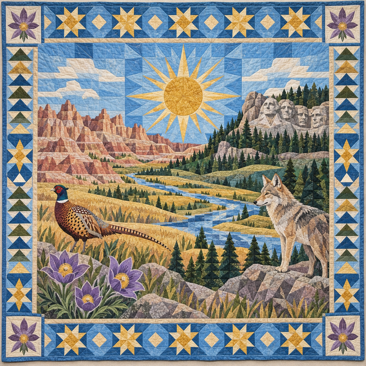 South Dakota Mosaic Horizons TD181026809 Quilt Blanket