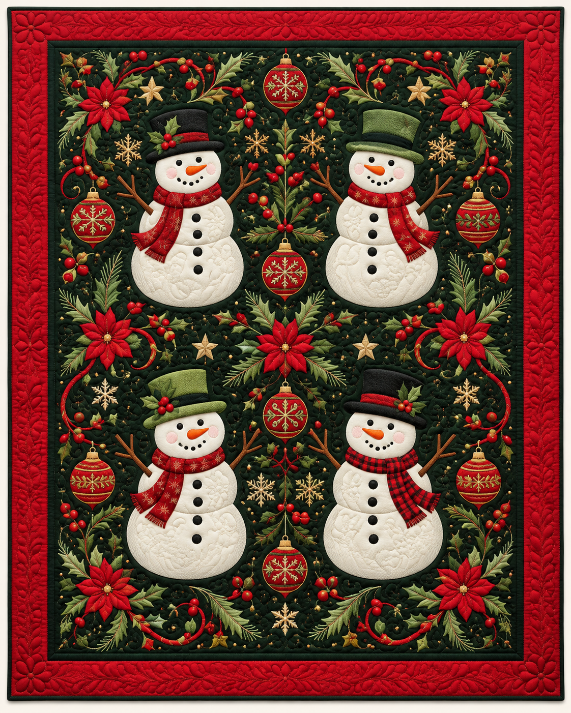 Snowmen And Winter Ornaments TD101026480 Quilt Blanket