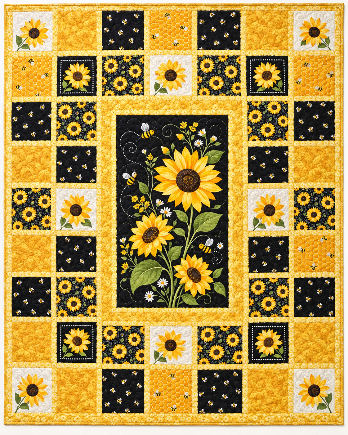 Sunshine Sunflower Patchwork TD101026507 Quilt Blanket