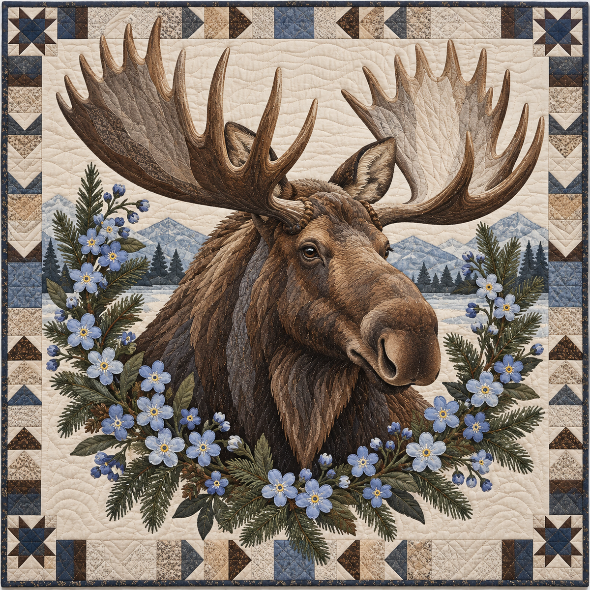 Alaska Forget Me Not Moose TD181026107 Quilt Blanket