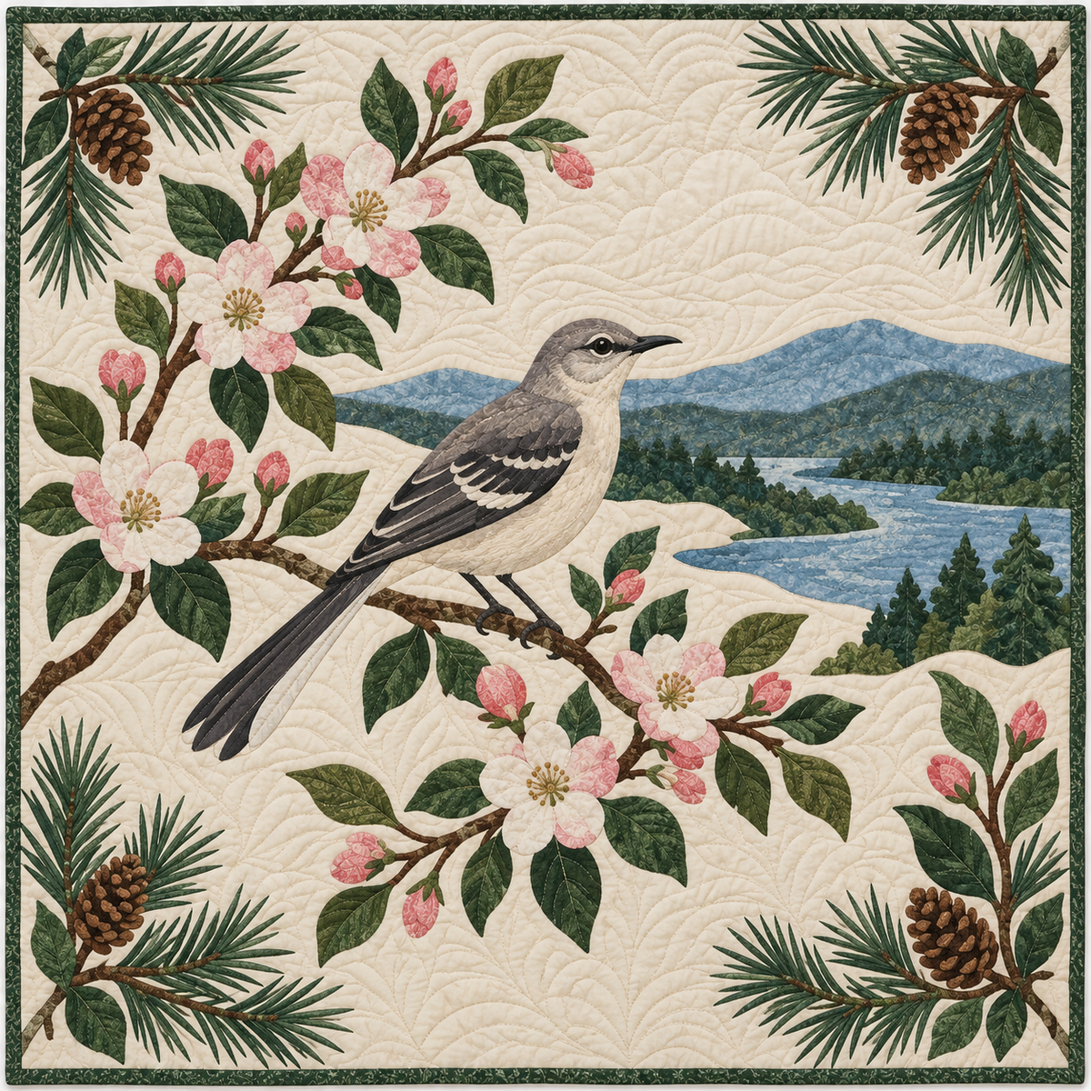 Arkansas Apple Blossom Mockingbird TD181026116 Quilt Blanket