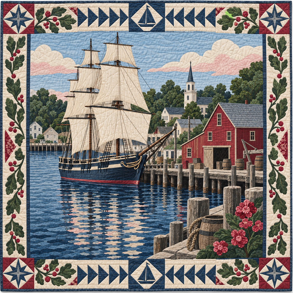 Connecticut Mystic Harbor Heirloom TD181026133 Quilt Blanket