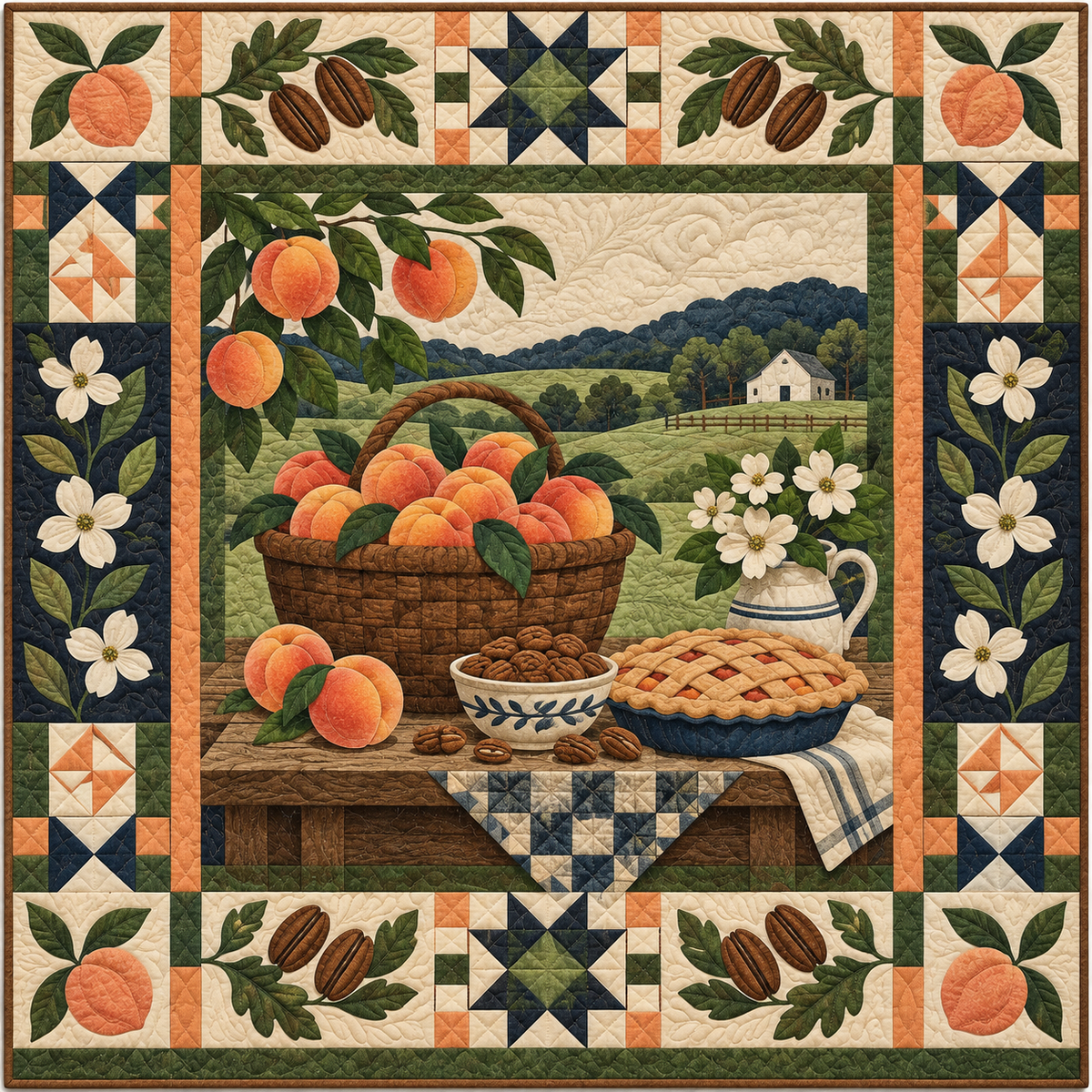 Georgia Peach Harvest Table TD181026147 Quilt Blanket