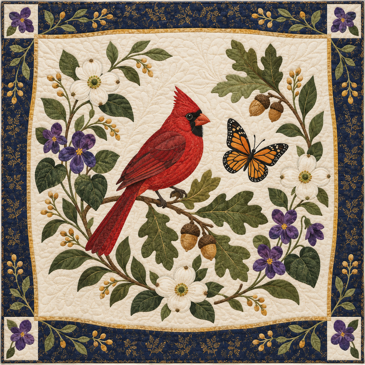 Illinois Cardinal And Violets TD181026161 Quilt Blanket