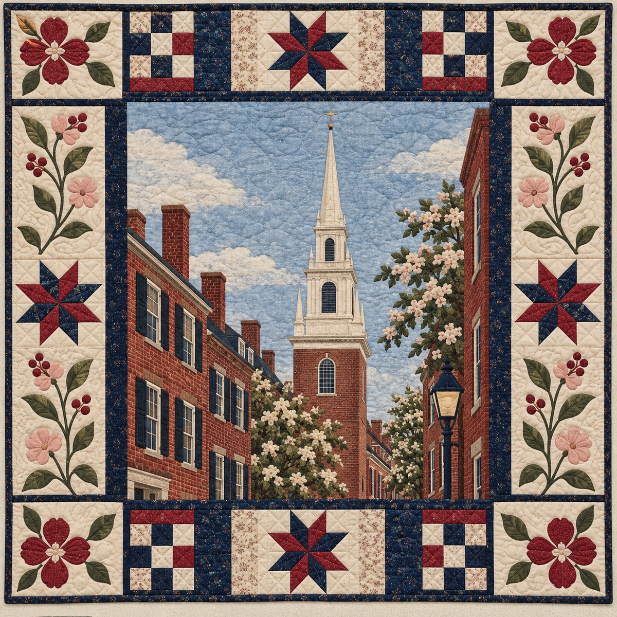 Massachusetts Boston Lantern Light TD181026202 Quilt Blanket