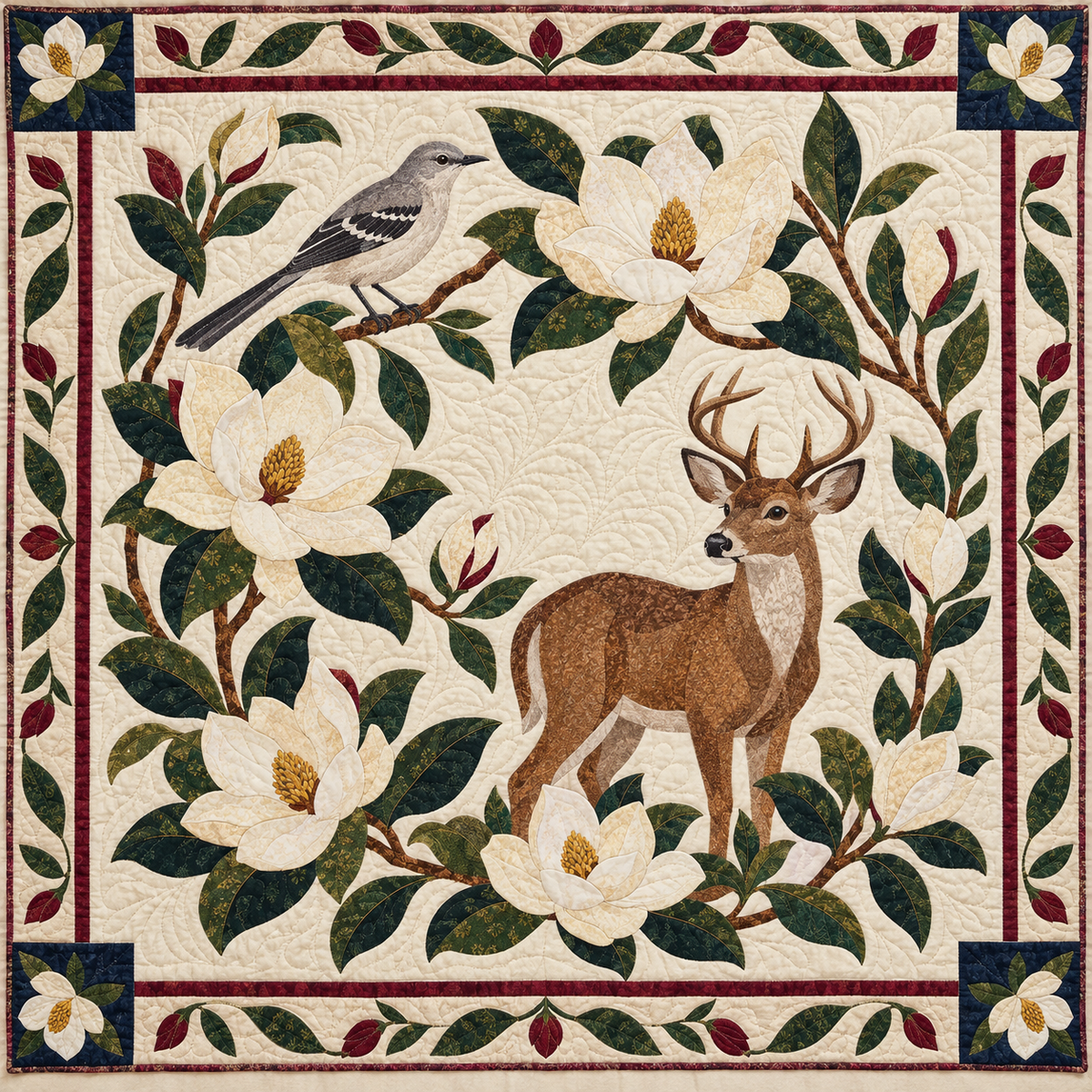 Mississippi Mockingbird Magnolia TD181026220 Quilt Blanket