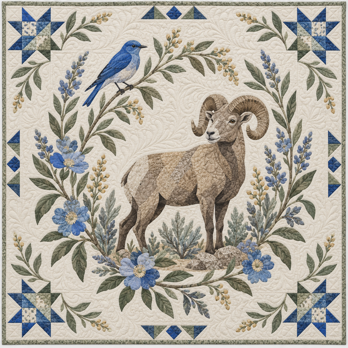 Nevada Bluebird And Sage TD181026236 Quilt Blanket