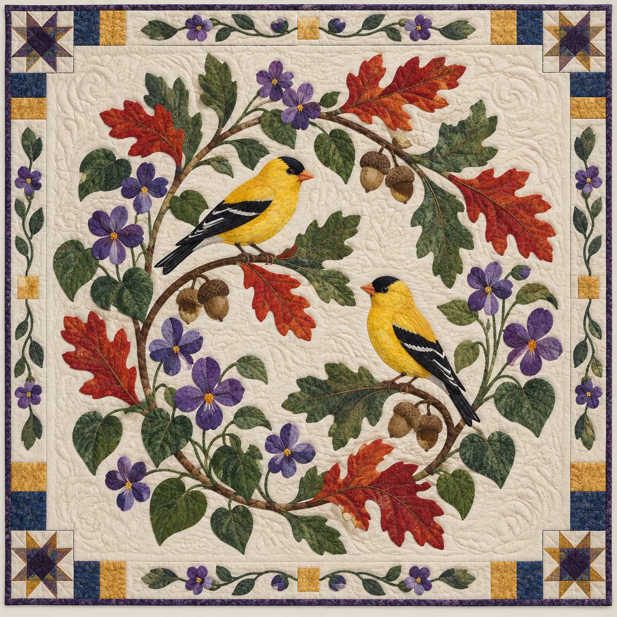New Jersey Goldfinch And Violets TD181026248 Quilt Blanket