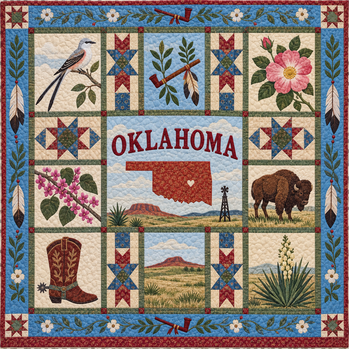 Oklahoma Sooner State Sampler TD181026279 Quilt Blanket