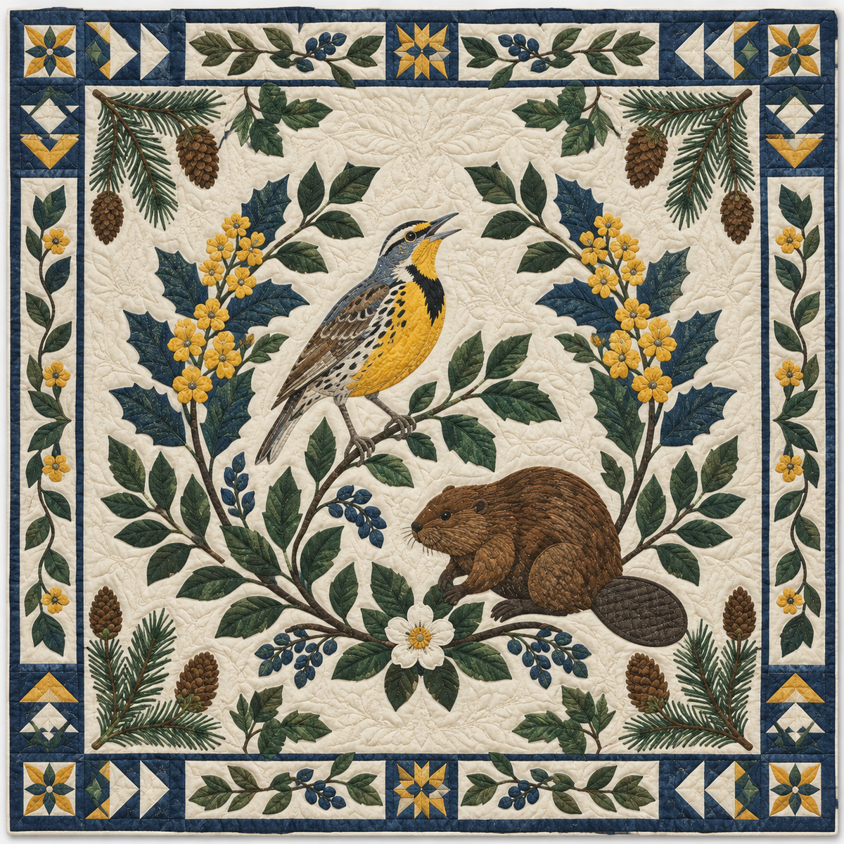 Oregon Meadowlark Oregon Grape TD181026284 Quilt Blanket