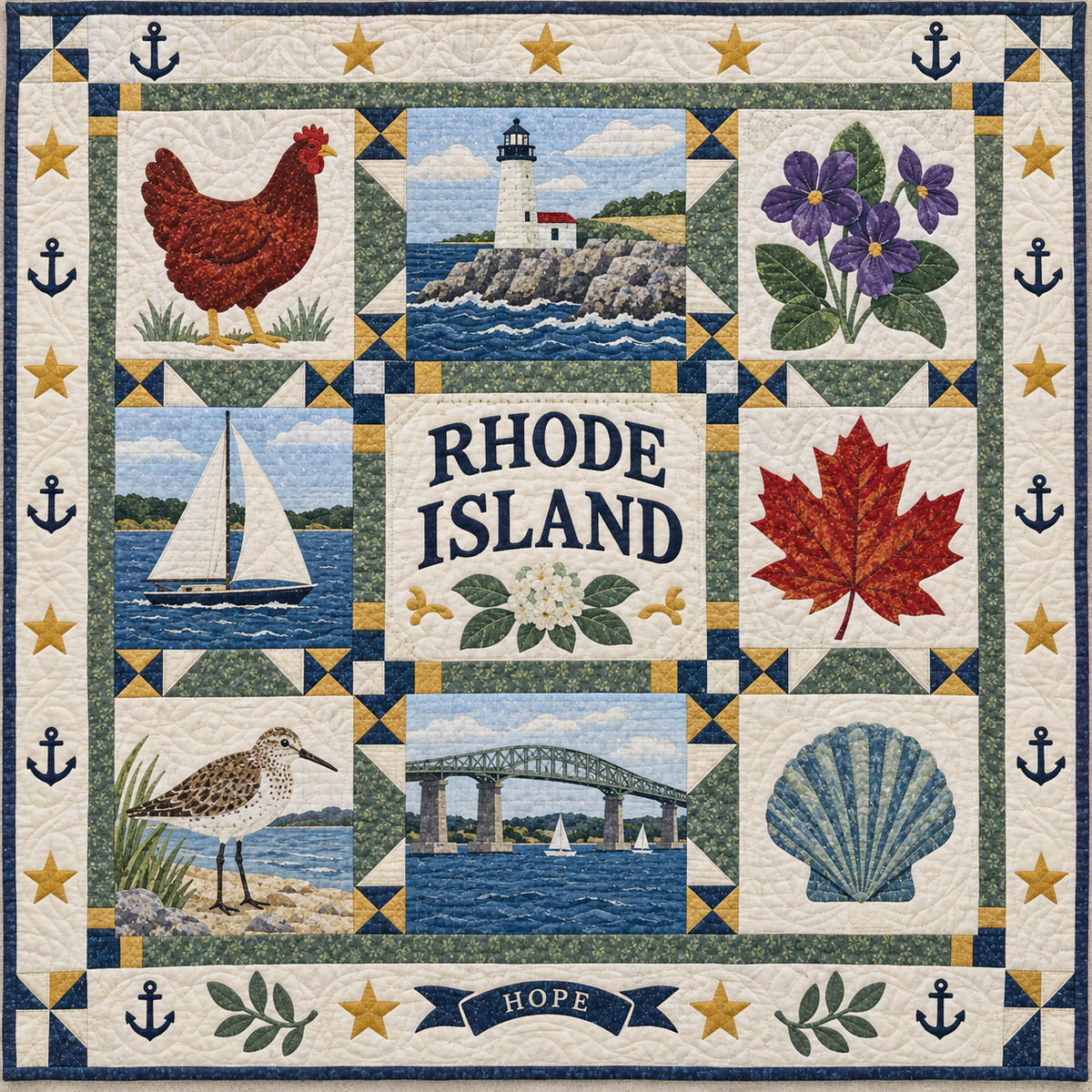 Rhode Island Ocean State Hope TD181026294 Quilt Blanket