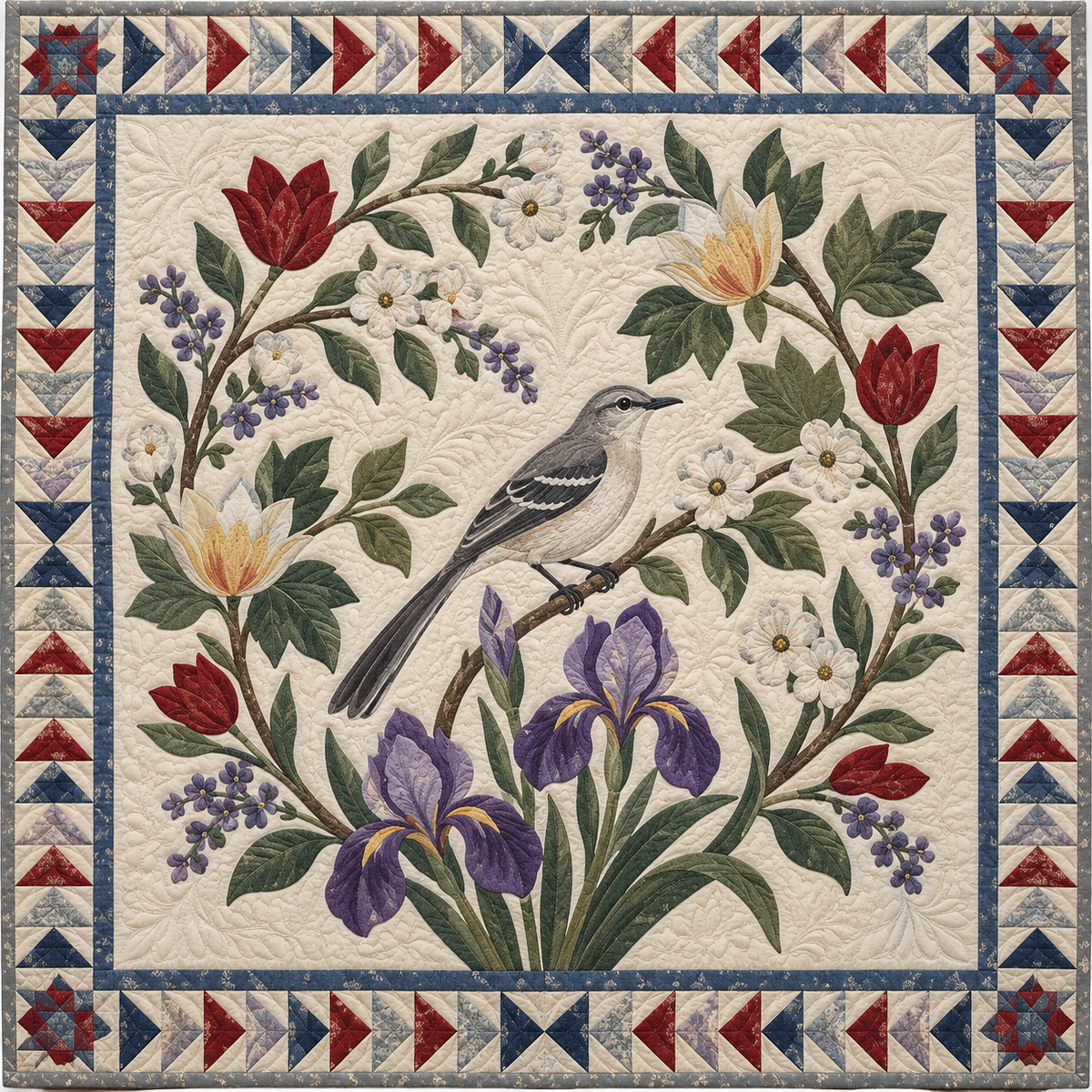 Tennessee Mockingbird And Iris TD181026306 Quilt Blanket