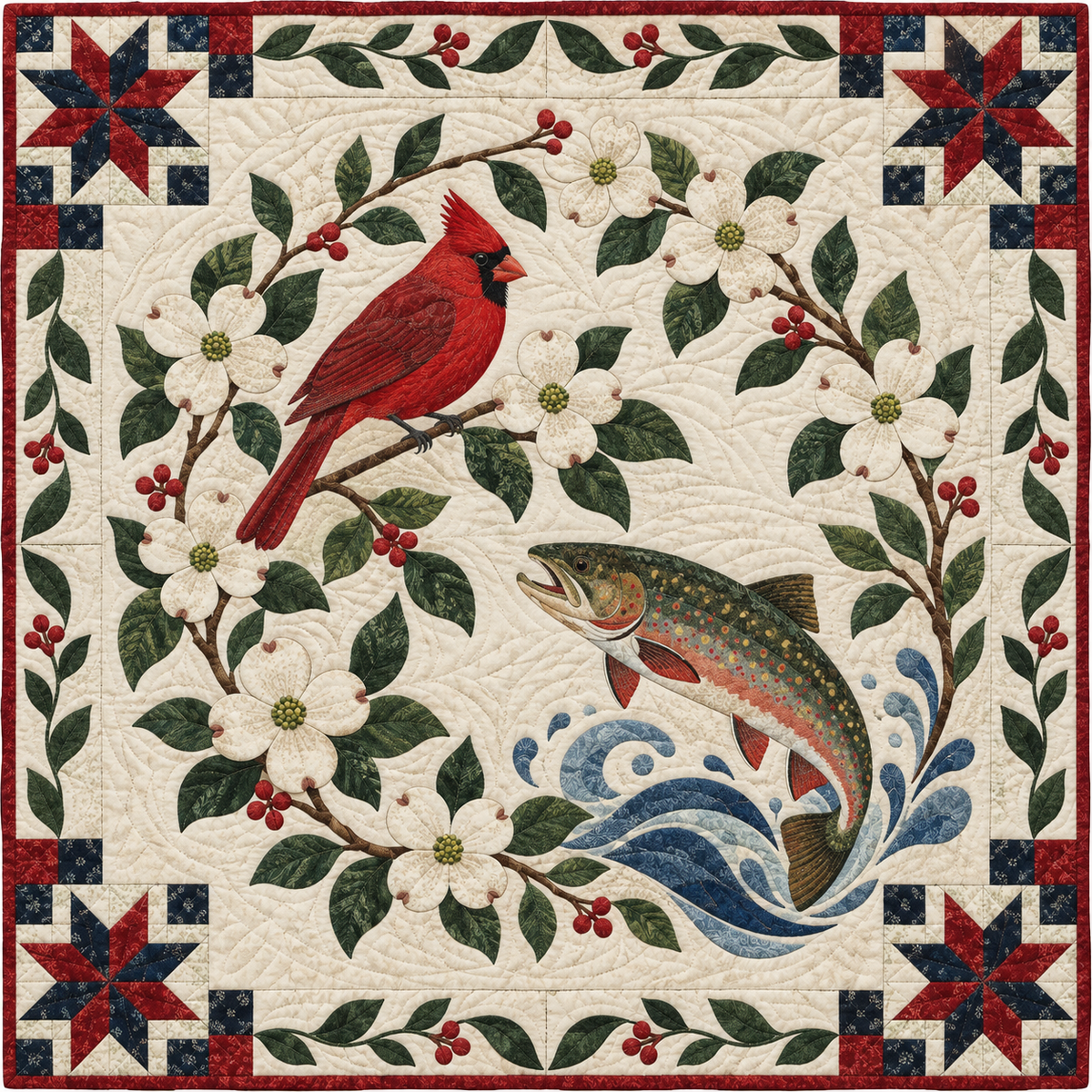 Virginia Cardinal Dogwood Garden TD181026326 Quilt Blanket