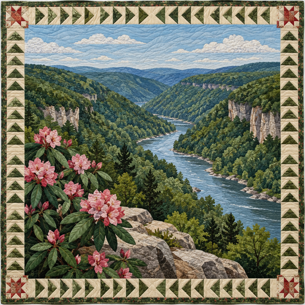 West Virginia New River Morning TD181026340 Quilt Blanket