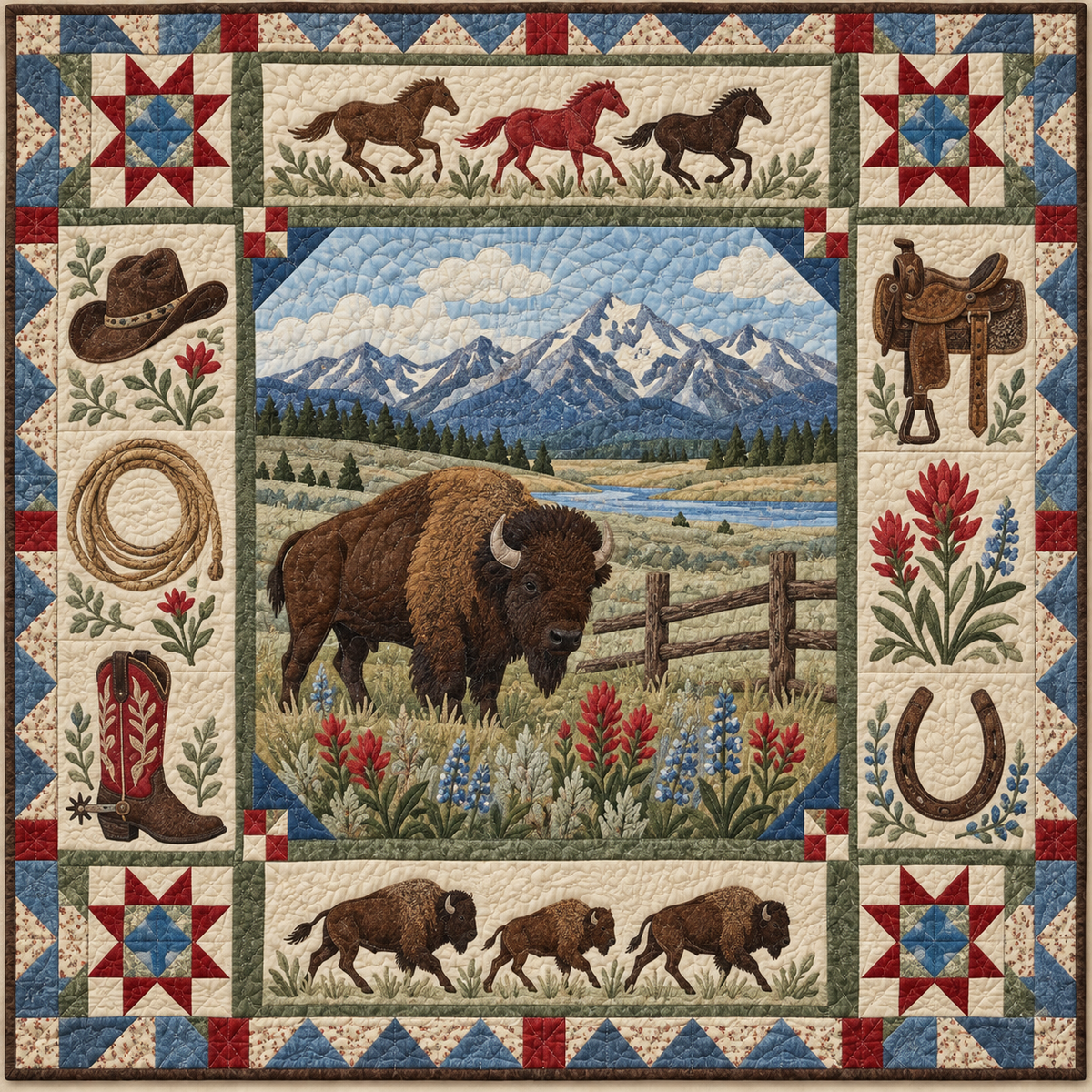 Wyoming Ranch Threads TD181026350 Quilt Blanket