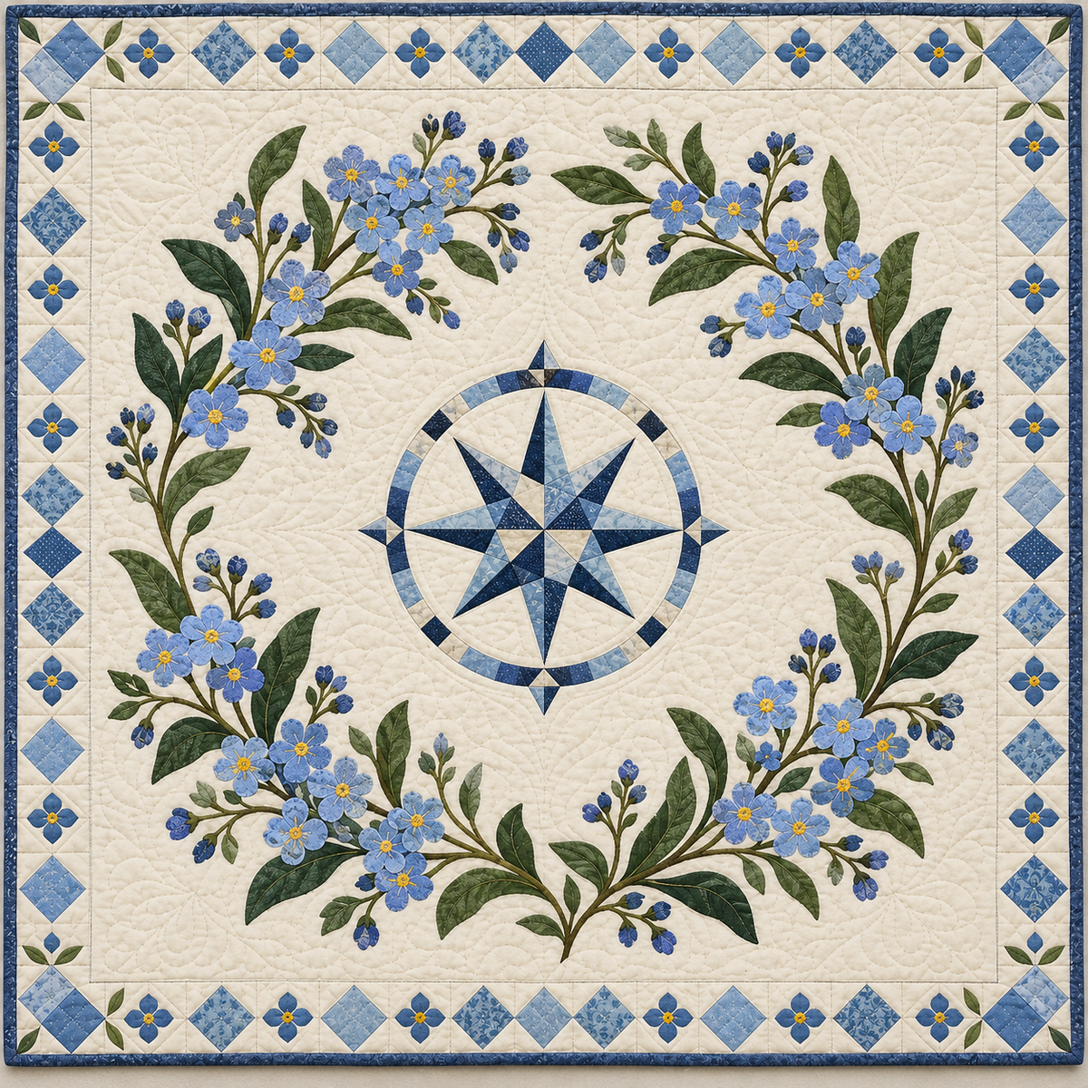 Alaska Forget-me-not Garden quilt blanket