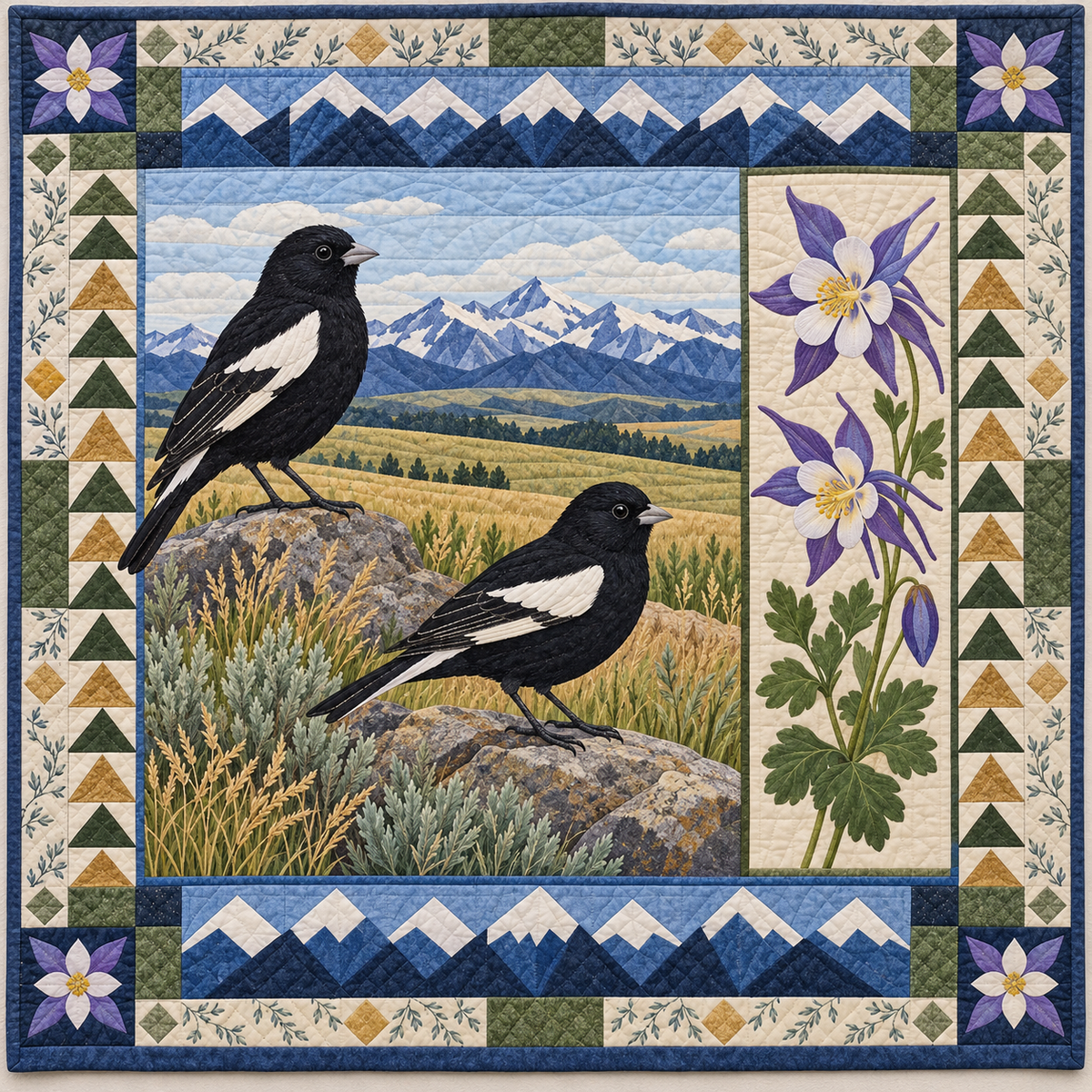 Colorado Prairie Wing and Alpine Sky quilt blanket