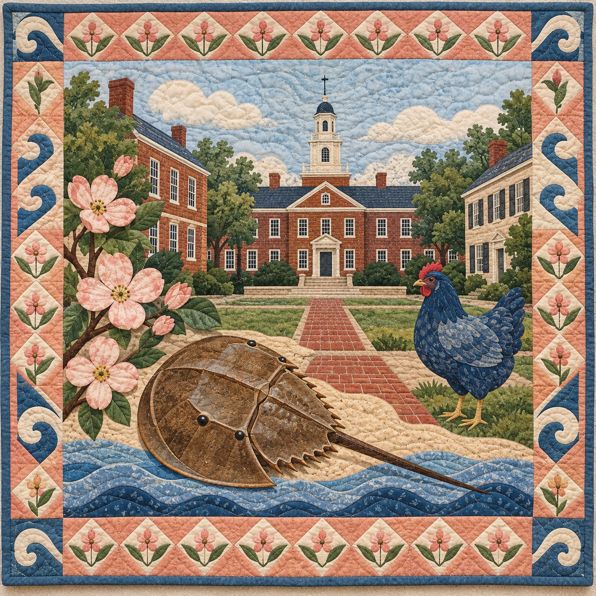 Delaware First State Courtyard quilt blanket