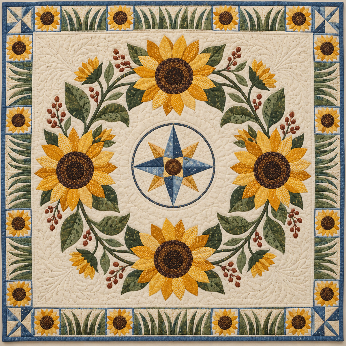 Kansas Sunflower Garden quilt blanket
