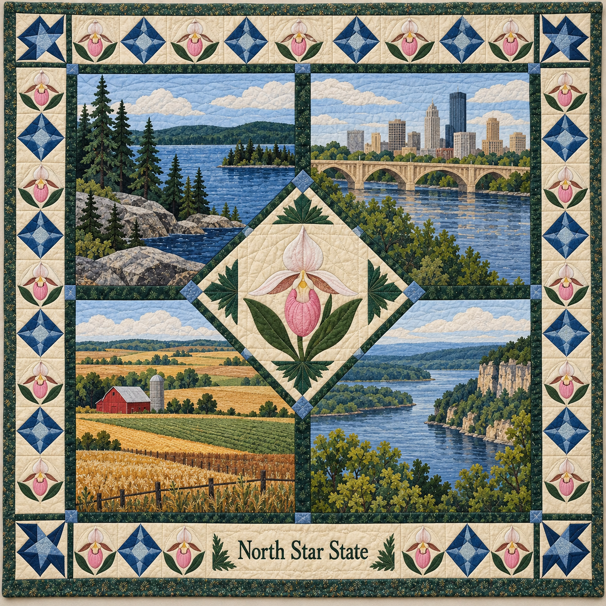 Minnesota North Star State Sampler quilt blanket