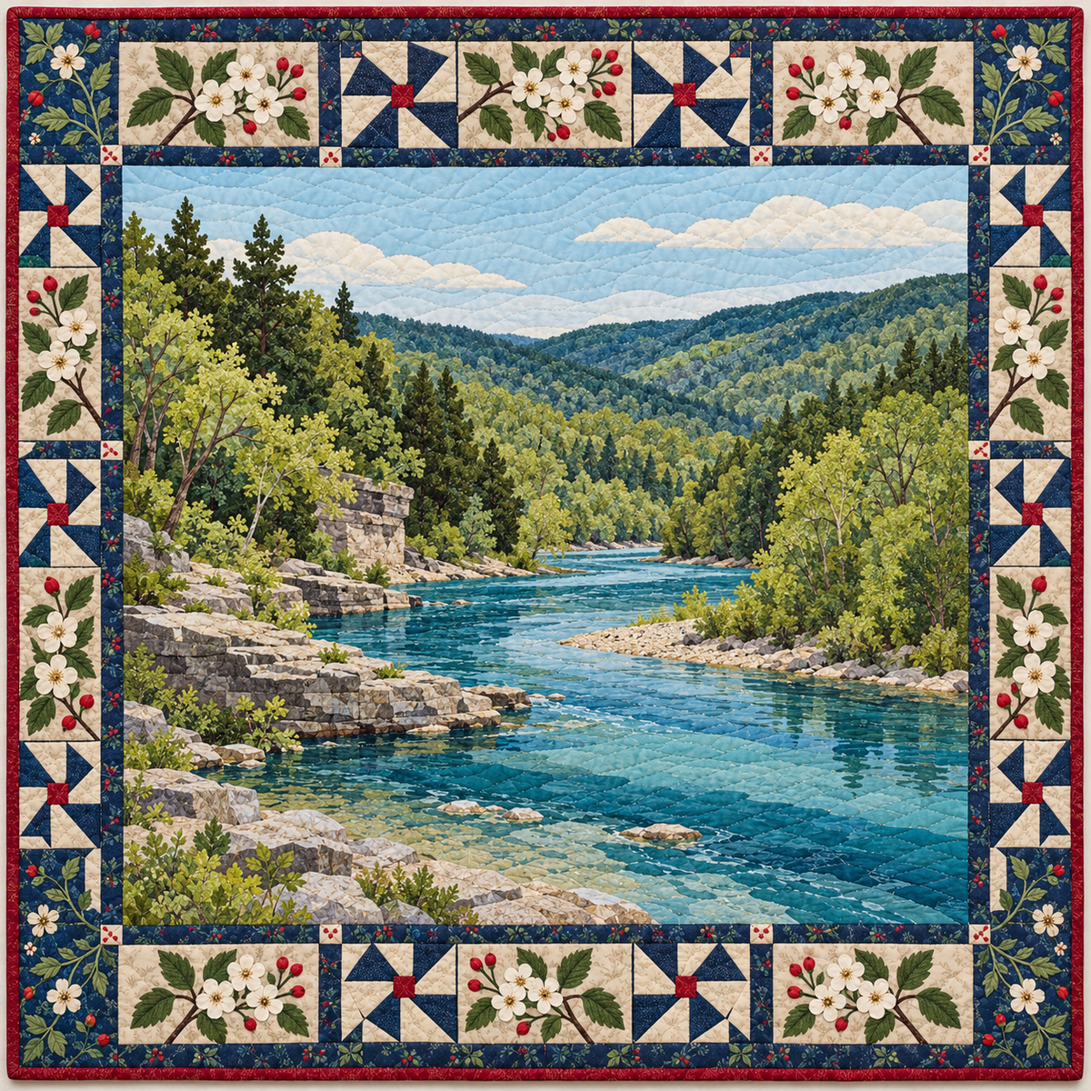 Missouri Hawthorn Springwater quilt blanket