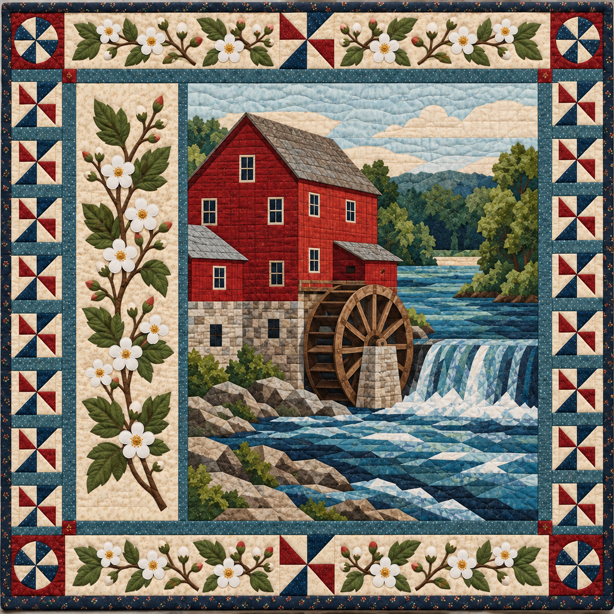 Missouri Alley Mill Redwork quilt blanket