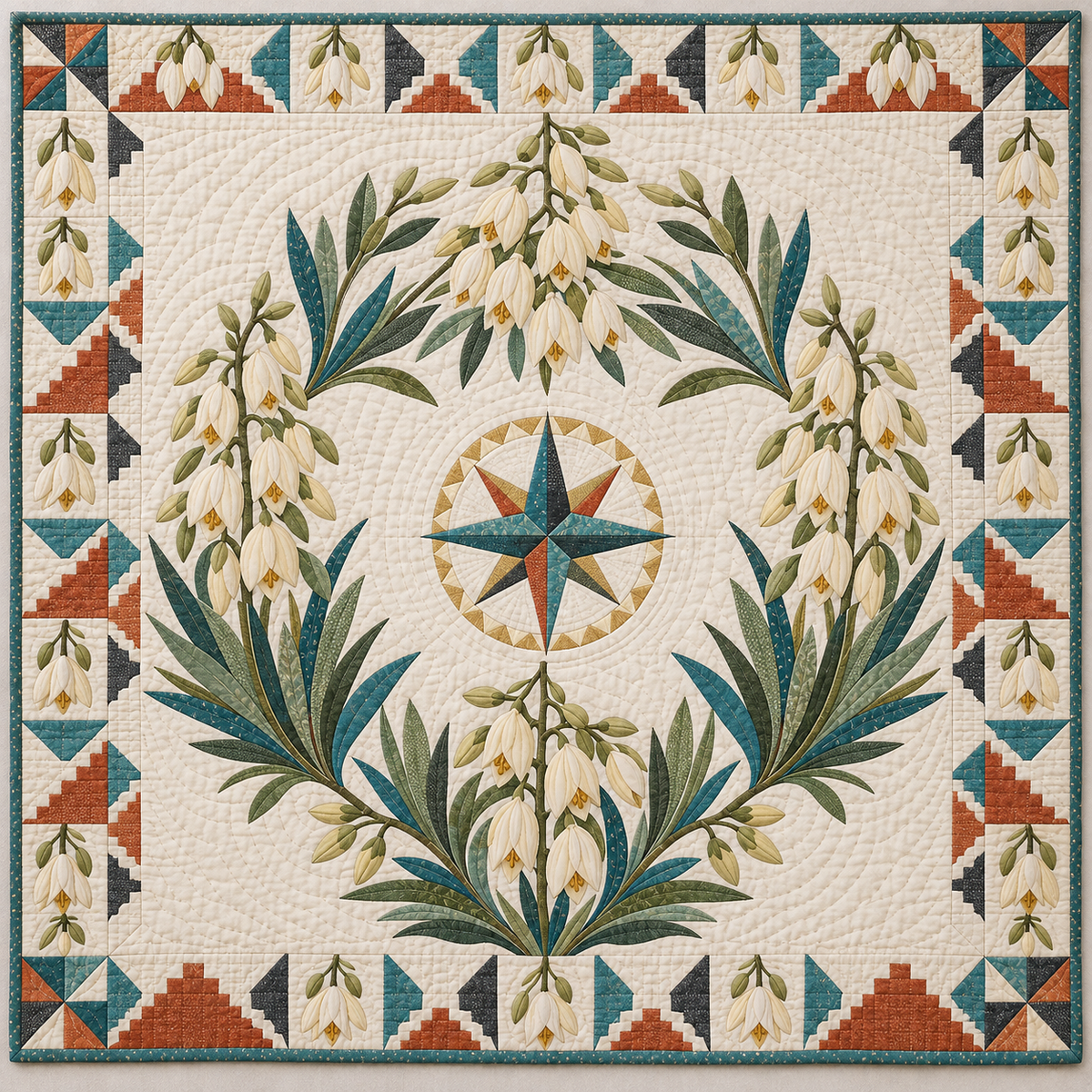 New Mexico Yucca blossom Garden quilt blanket