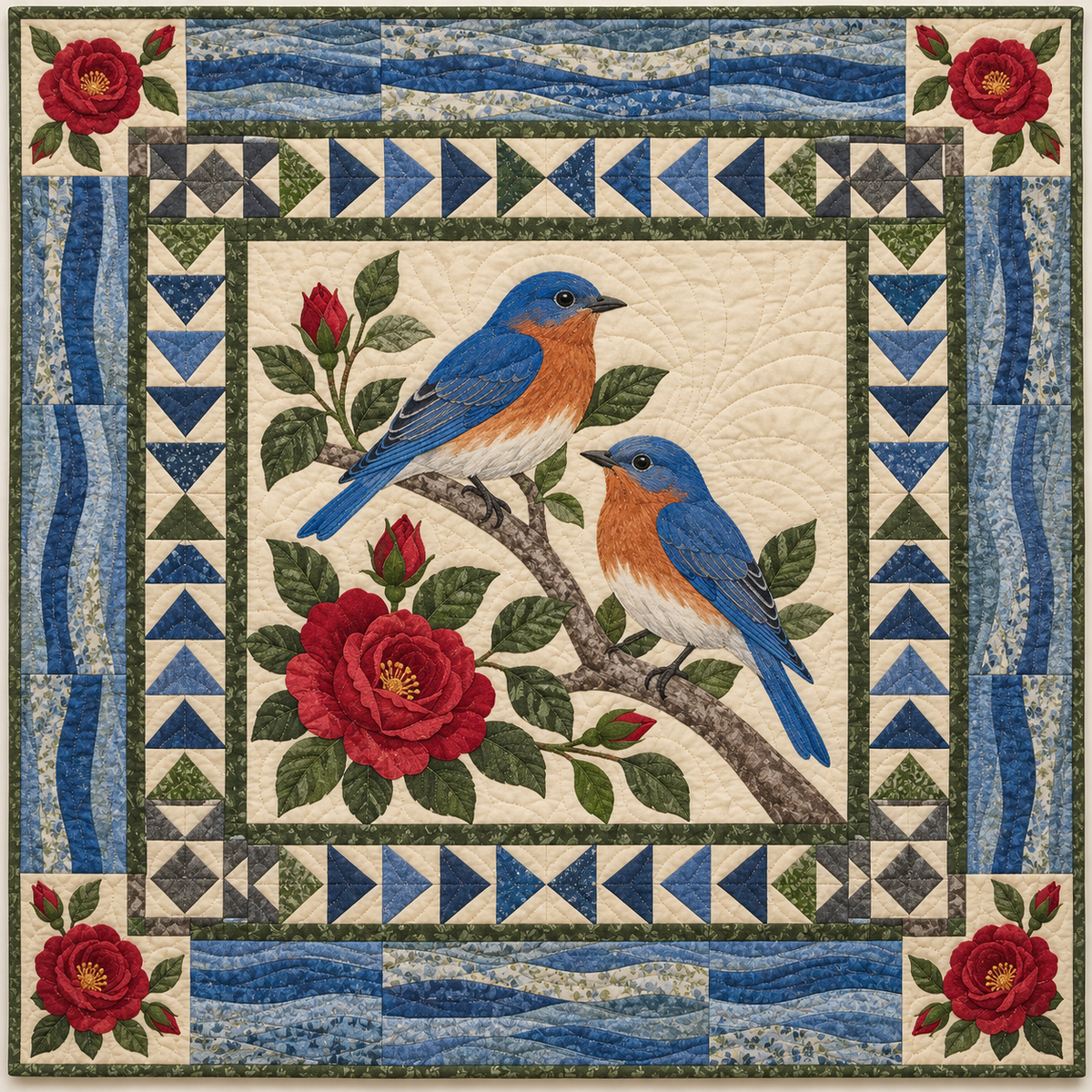 New York Bluebird Hudson Garden quilt blanket