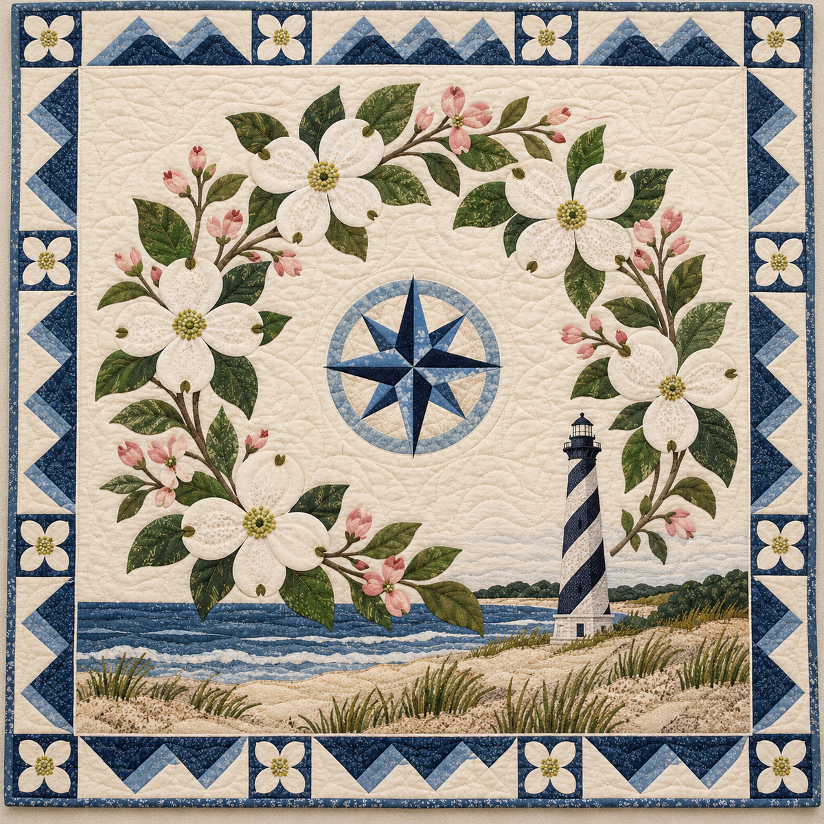 North Carolina Flowering dogwood Garden quilt blanket