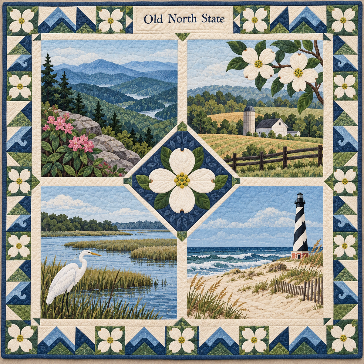 North Carolina Old North State Sampler quilt blanket