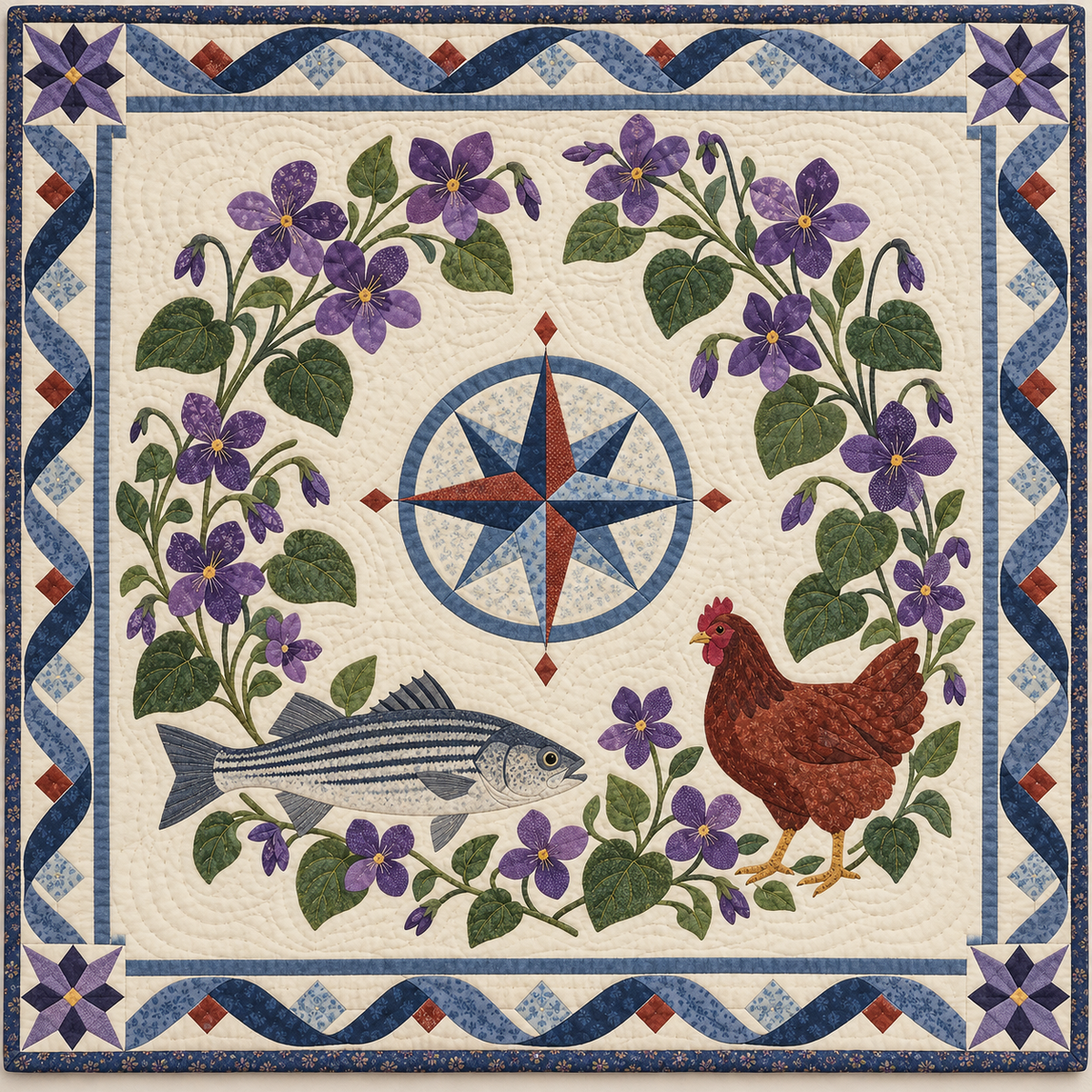 Rhode Island Violet Garden quilt blanket