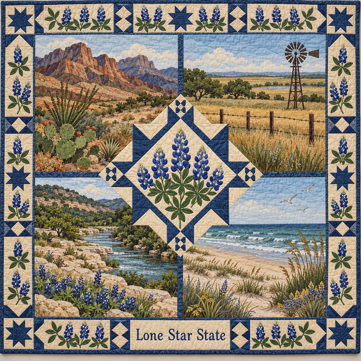 Texas Lone Star State Sampler quilt blanket