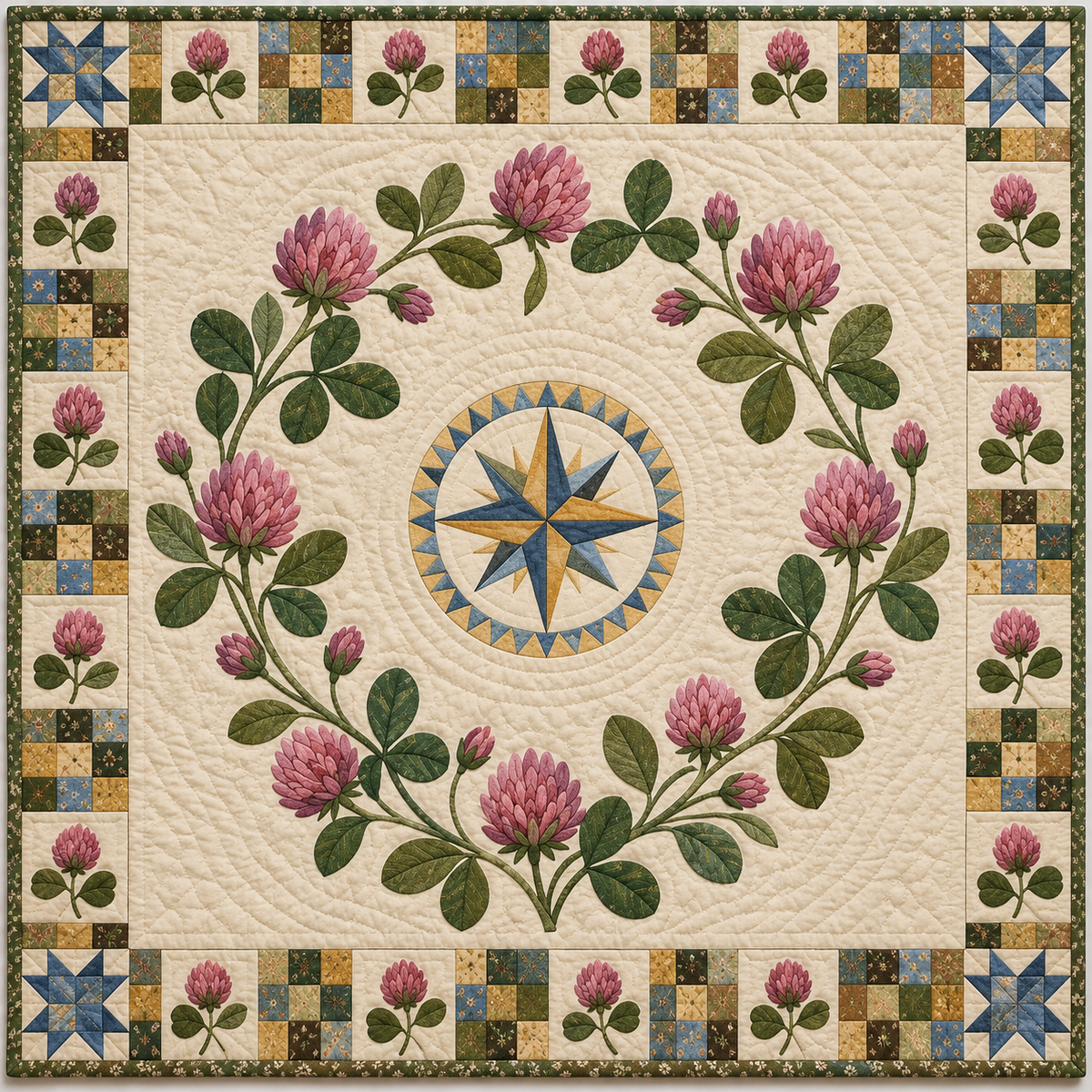 Vermont Red clover Garden quilt blanket