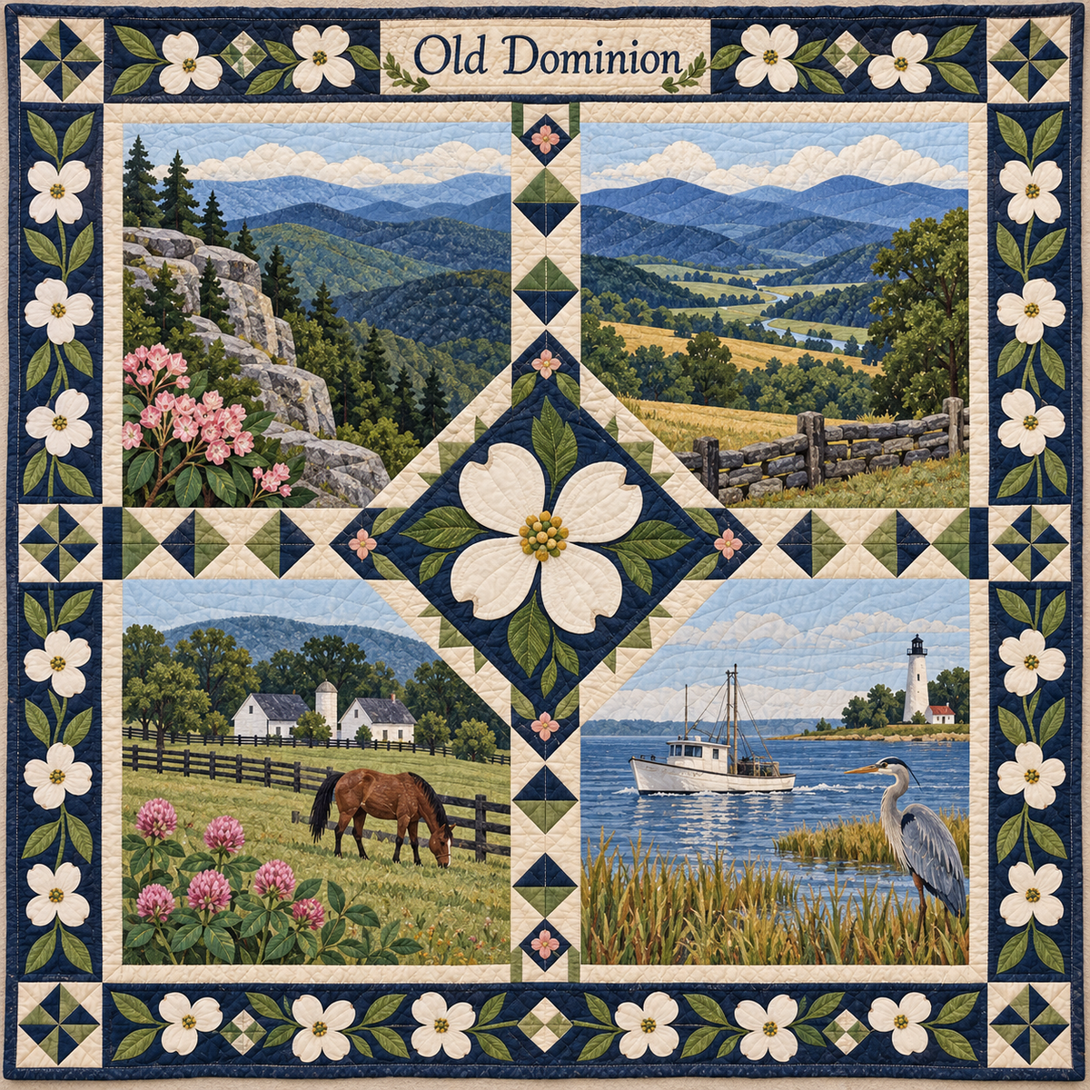 Virginia Old Dominion Sampler quilt blanket