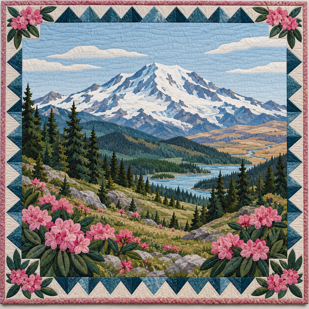 Washington Rhododendron Rainier quilt blanket