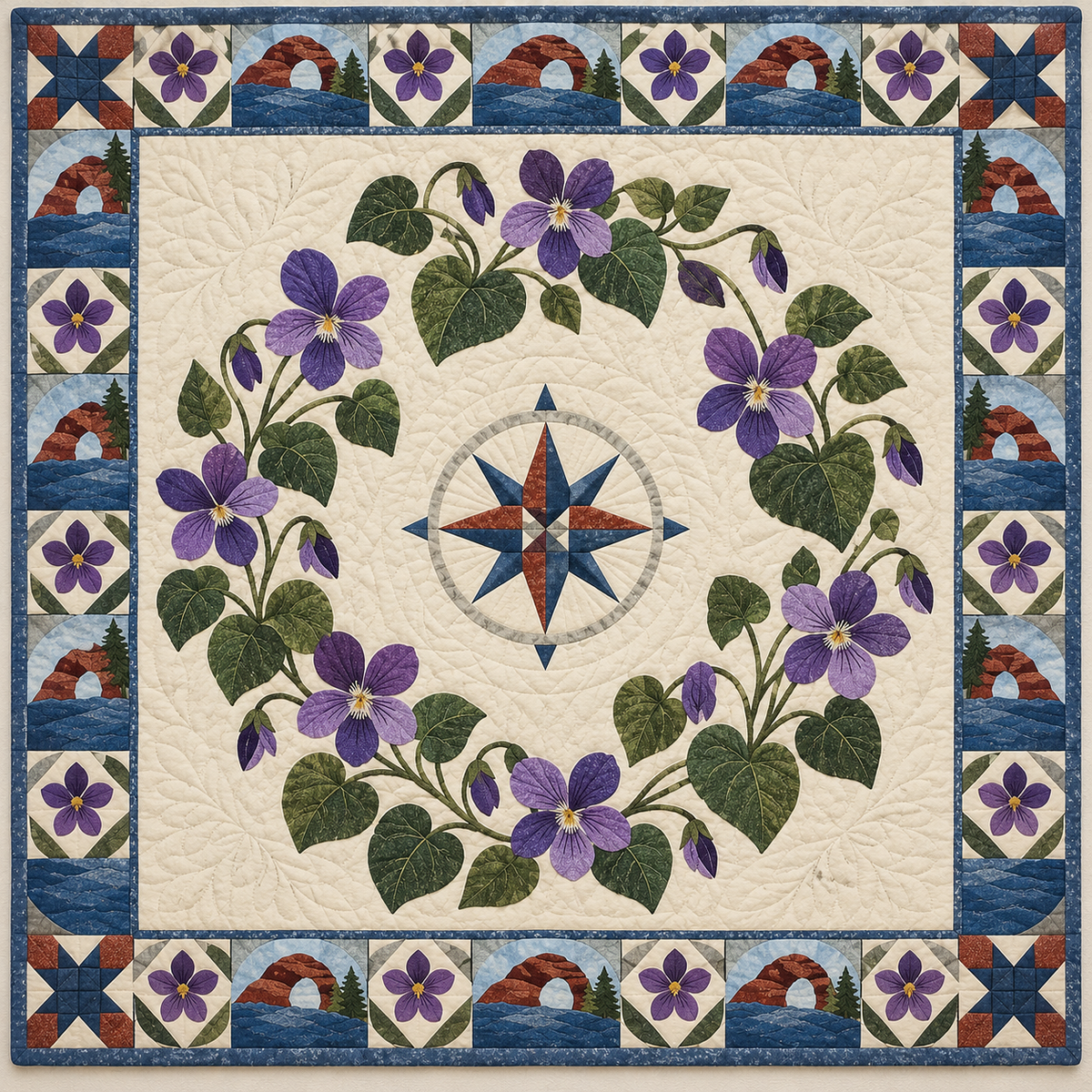 Wisconsin Violet Garden quilt blanket