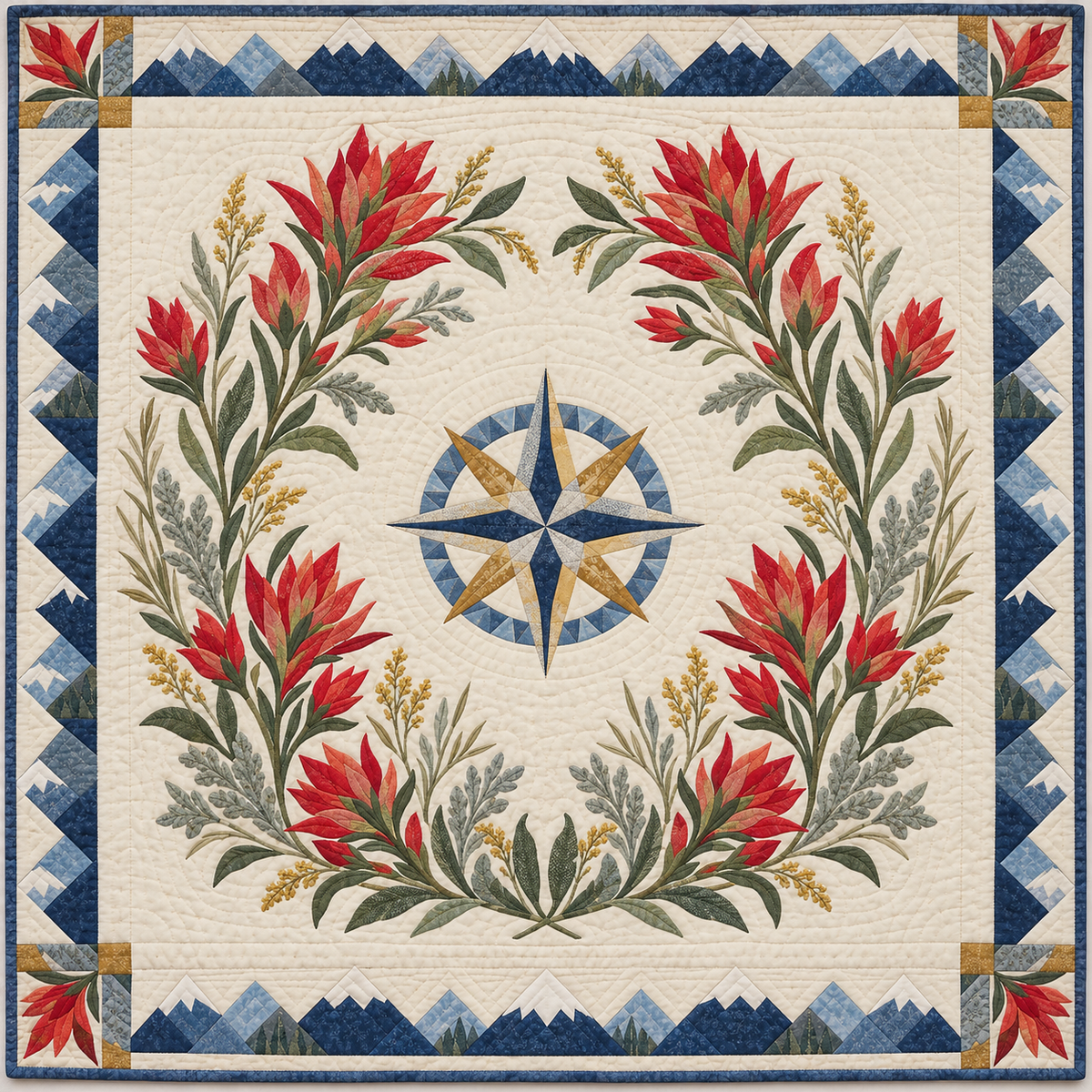 Wyoming Indian paintbrush Garden quilt blanket