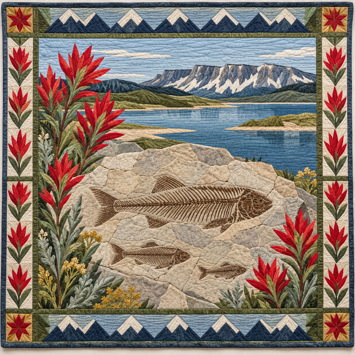 Wyoming Ancient Lake Ledger quilt blanket