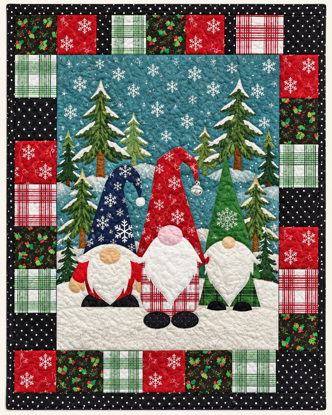 Three Gnomes In Snow TD101026512 Quilt Blanket