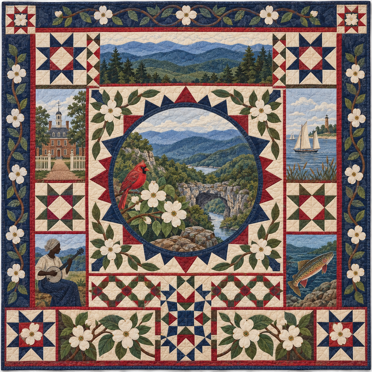 Virginia Celebration In Cloth TD181026850 Quilt Blanket